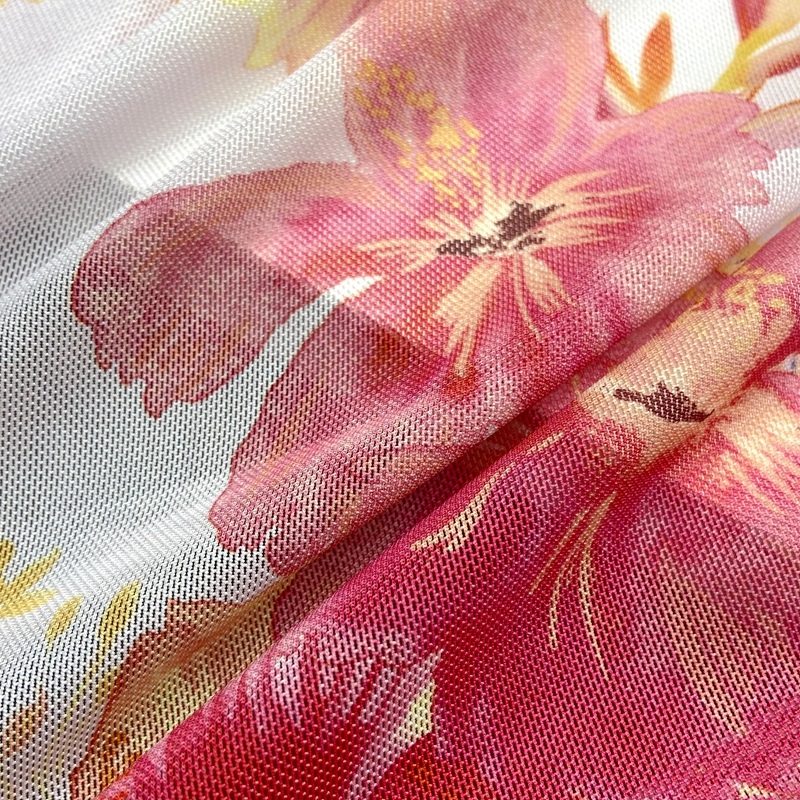 See Through 91% Polyester 9% Spandex Knit Digital Print Power Mesh Fabric