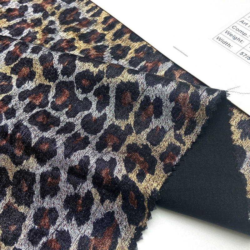 100% Polyester Foil Print Leopard Pattern Woven Fabric 100% Polyester Foil Print Leopard Pattern Woven Fabric