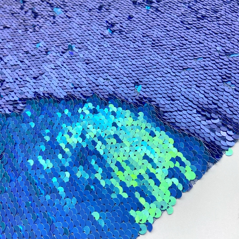 Shiny Embroidery Mesh Reversible Sequin Fabric
