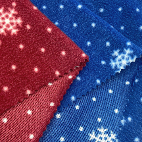 100% Polyester Knit Chrismas Print One Side Brush Polar Fleece Fabric