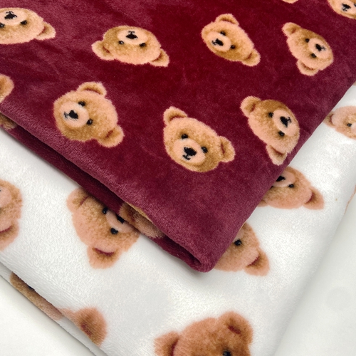 Soft 100% Polyester Knit Custom Printed Bear Flannel Fleece Fabric